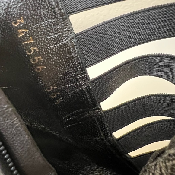 GUCCI Olimpia Elastic Ladder Strap High Heel Bootie Size 36.5 Black - Picture 8 of 13